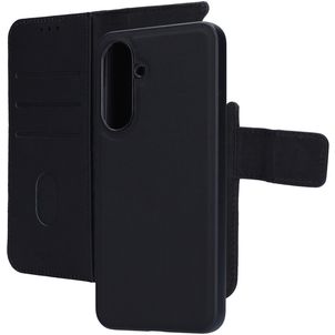 Mobiparts Samsung Galaxy A36 Hülle Echtes Leder Abnehmbare 2in1 Klapphülle Geldbörse - Schwarz