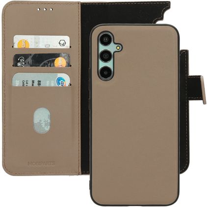 Mobiparts Samsung Galaxy A34 Hülle Echtes Leder Abnehmbare 2in1 Klapphülle Geldbörse - Taupe