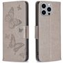 Mobigear Butterfly iPhone 15 Pro Max Hülle Klapphülle Geldbörse - Grau
