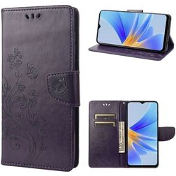 Mobigear Flowers OPPO A17 Hülle Klapphülle Geldbörse - Lila