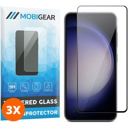 Mobigear Premium Samsung Galaxy S23 FE Panzerglas Gehärtetes Glas Displayschutz - Hüllenfreundlich - Schwarz (3er Pack)