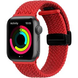 Mobigear Braided Mag Nylon Apple Watch Armband Magnetverschluss - 42/41/40/38 mm - Rot