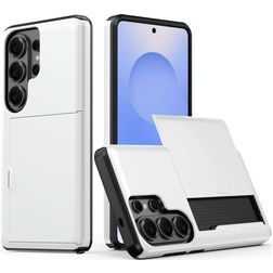 Mobigear Card Samsung Galaxy S26 Ultra Hülle Hardcase Backcover Stoßfest mit Kartenhalter - Weiß