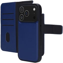 Mobiparts iPhone 17 Pro Hülle Echtes Leder Abnehmbare 2in1 Klapphülle Geldbörse - Blau