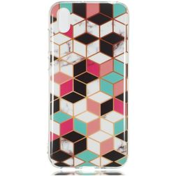 Mobigear Marble Huawei Y5 (2019) Hülle Flexibles TPU Backcover - Cubes
