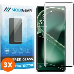 Mobigear Premium OPPO Find X6 Panzerglas Gehärtetes Glas Displayschutz - Hüllenfreundlich - Schwarz (3er Pack)