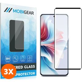 Mobigear Premium OPPO Reno 11F Panzerglas Gehärtetes Glas Displayschutz - Hüllenfreundlich - Schwarz (3er Pack)
