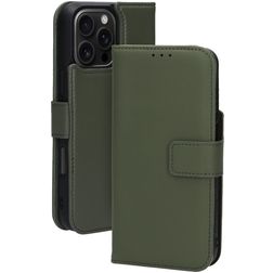 Mobiparts iPhone 16 Pro Max MagSafe Hülle Echtes Leder Abnehmbare 2in1 Klapphülle Geldbörse - Grün
