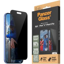 PanzerGlass Ultra-Wide Fit Privacy iPhone 16 Plus Gehärtetes Glas Displayschutz Privacy - Hüllenfreundlich - Schwarz