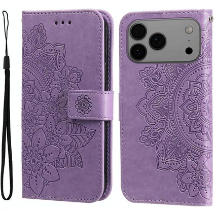 Mobigear Flowers iPhone 17 Pro Max Hülle Klapphülle Geldbörse - Lila
