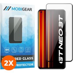 Mobigear Premium Realme GT Neo 3T Panzerglas Displayschutz - Hüllenfreundlich - Schwarz (2er Pack)