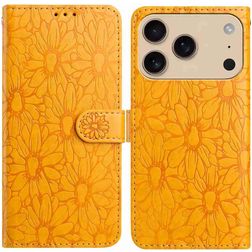 Mobigear Flowers iPhone 17 Pro Max Hülle Klapphülle Geldbörse - Gelb
