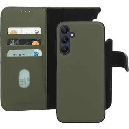 Mobiparts Samsung Galaxy A25 Hülle Echtes Leder Abnehmbare 2in1 Klapphülle Geldbörse - Grün
