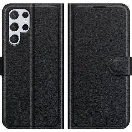 Mobigear Classic Samsung Galaxy S22 Ultra Hülle Klapphülle Geldbörse - Schwarz