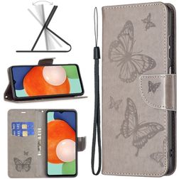 Mobigear Butterfly Samsung Galaxy A13 4G Hülle Klapphülle Geldbörse - Grau