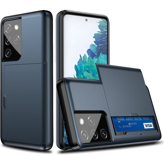 Mobigear Brushed Credit Card Slot Case Blue Samsung Galaxy S21 Ultra