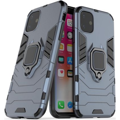 Mobigear Armor Ring iPhone 11 Hardcase Backcover Shockproof mit Ringhalter - Blau