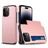 Mobigear Card iPhone 15 Pro Max Hülle Hardcase Backcover Stoßfest mit Kartenhalter - Roségold