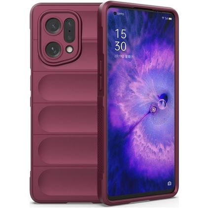 Mobigear Bumpy OPPO Find X5 Hülle Flexibles TPU Backcover - Weinrot