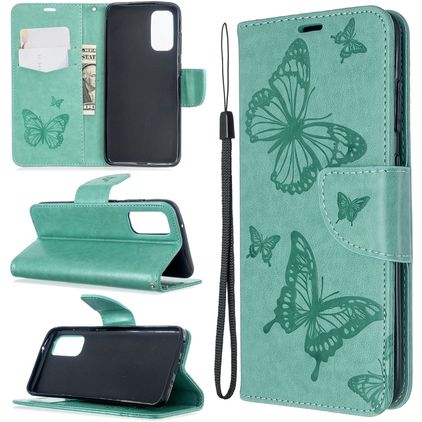 Mobigear Butterfly Samsung Galaxy S20 Klapphülle Portemonnaie - Türkis