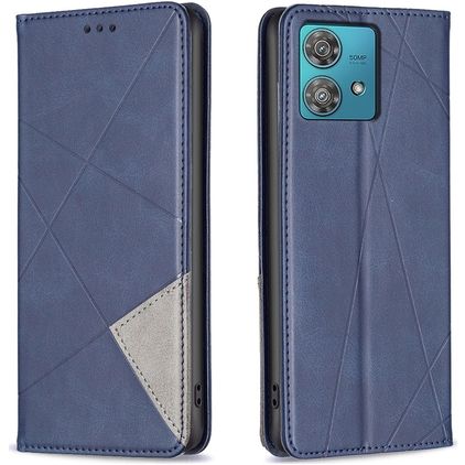 Mobigear Rhombus Slim Motorola Edge 40 Neo Hülle Klapphülle - Blau
