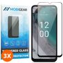 Mobigear Premium Nokia C32 Panzerglas Gehärtetes Glas Displayschutz - Hüllenfreundlich - Schwarz (3er Pack)