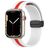 Mobigear Stripe Mag Silikon Apple Watch Armband Magnetverschluss - 42/41/40/38 mm - Weiß / Rot