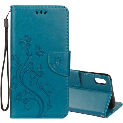 Mobigear Flowers iPhone XR Hülle Klapphülle Geldbörse - Türkis