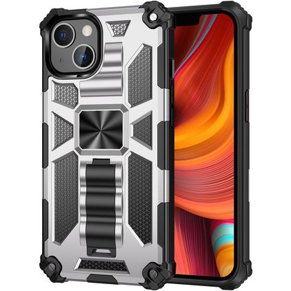 Mobigear Armor Stand iPhone 13 Pro Hülle Hardcase Backcover Stoßfest mit Ständer - Silber