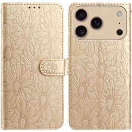Mobigear Flowers iPhone 17 Pro Max Hülle Klapphülle Geldbörse - Gold
