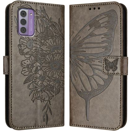 Mobigear Butterfly Nokia G42 Hülle Klapphülle Geldbörse - Grau