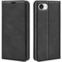 Mobigear Retro Slim iPhone 16e Hülle Klapphülle Geldbörse - Schwarz