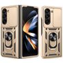 Mobigear Armor Ring Cam Slide Samsung Galaxy Z Fold 7 Hülle Hardcase Backcover Stoßfest mit Ringhalter und Kamera Slider - Gold