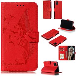 Mobigear Feather iPhone 11 Klapphülle Portemonnaie - Rot