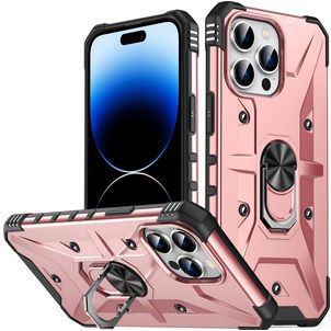Mobigear Armor Ring iPhone 14 Pro Max Hülle Hardcase Backcover Stoßfest mit Ringhalter - Roségold