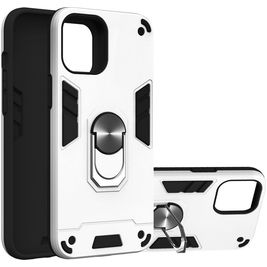 Mobigear Armor Ring iPhone 12 Pro Max Hülle Hardcase Backcover Stoßfest mit Ringhalter - Silber
