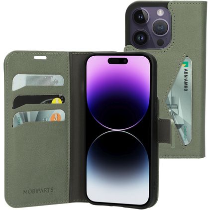 Mobiparts Classic Wallet iPhone 14 Pro Hülle Klapphülle Geldbörse - Stone Green