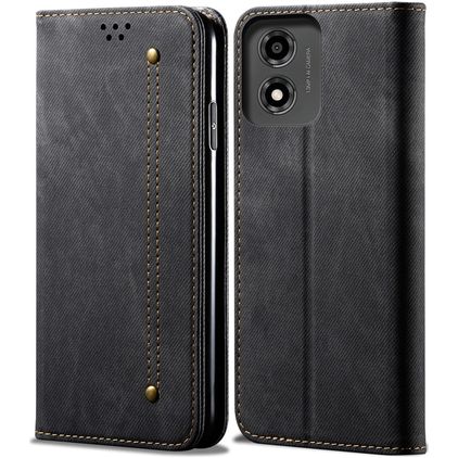 Mobigear Ranch Motorola Moto E14 Hülle Klapphülle Geldbörse - Schwarz