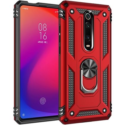 Mobigear Armor Ring Xiaomi Mi 9T Pro Hülle Hardcase Backcover Stoßfest mit Ringhalter - Rot