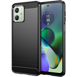 Mobigear Brushed Slim Motorola Moto G54 Hülle Flexibles TPU Backcover - Schwarz