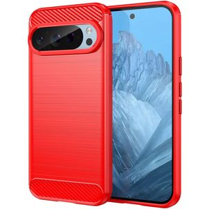 Mobigear Brushed Slim Google Pixel 9 Hülle Flexibles TPU Backcover - Rot