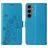 Mobigear Flowers Samsung Galaxy S24 FE Hülle Klapphülle Geldbörse - Blau
