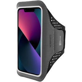 Mobiparts Comfort Fit Handyhalterung Joggen iPhone 13 Pro Sporthülle Neopren Sportarmband - Schwarz