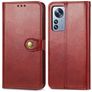 Mobigear Snap Button Xiaomi 12 Pro Hülle Klapphülle Geldbörse - Rot