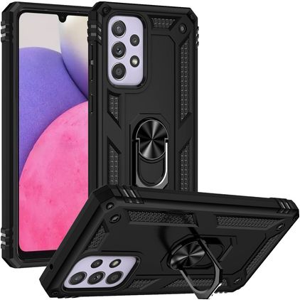 Mobigear Armor Ring Samsung Galaxy A33 Hülle Hardcase Backcover Stoßfest mit Ringhalter - Schwarz