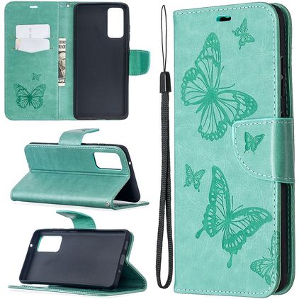 Mobigear Butterfly Samsung Galaxy S20 FE Hülle Klapphülle Geldbörse - Türkis
