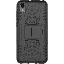 Mobigear Tire HONOR 8S Hülle Hardcase Backcover Stoßfest mit Ständer - Schwarz