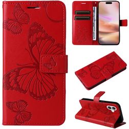Mobigear Butterfly iPhone 16 Plus Hülle Klapphülle Geldbörse - Rot