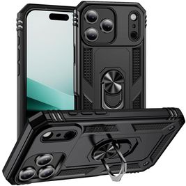 Mobigear Armor Ring iPhone 17 Pro Hülle Hardcase Backcover Stoßfest mit Ringhalter - Schwarz