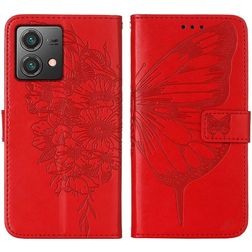 Mobigear Butterfly Motorola Moto G84 Hülle Klapphülle Geldbörse - Rot